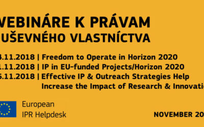 Webináre IPR Helpdesk na tému duševného vlastníctva v programe Horizont 2020 (November 2018)