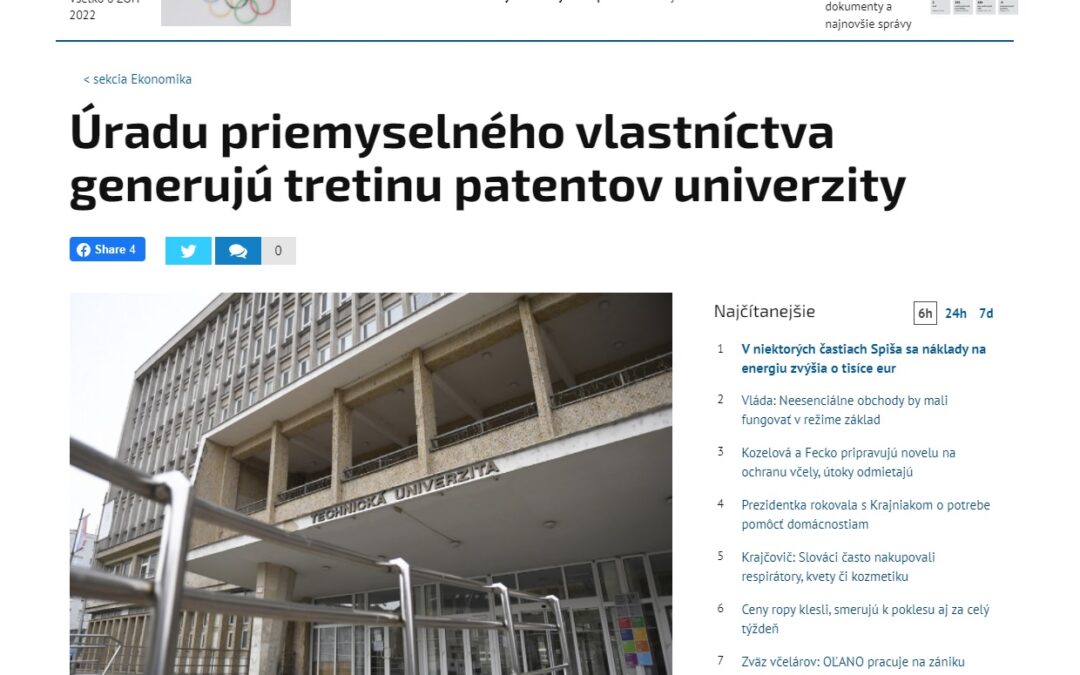 Technická univerzita ako líder v patentoch (portál teraz.sk)