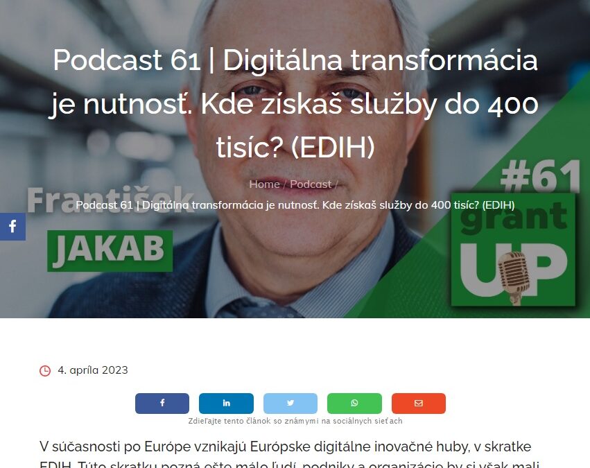 Podcast riaditeľa UVP TECHNICOM pre grantup.sk