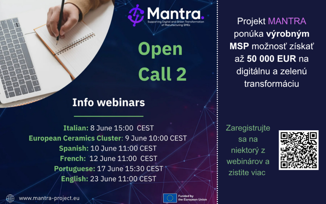 Projekt MANTRA ponúka výrobným MSP možnosť získať až 50 000 EUR na digitálnu a zelenú transformáciu